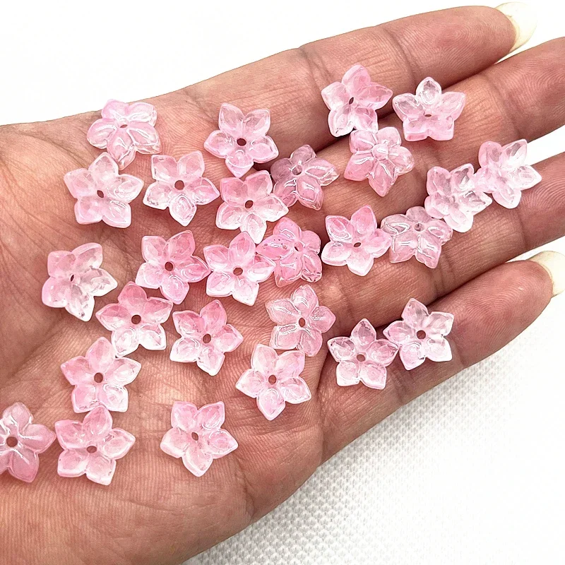 30 Stück 12mm Fünfblättrige Blumen-Lampwork-Perlenkappen Glas-Abstandhalterperlen für Schmuckherstellung DIY-Zubehör Haarnadeln – Detail 16