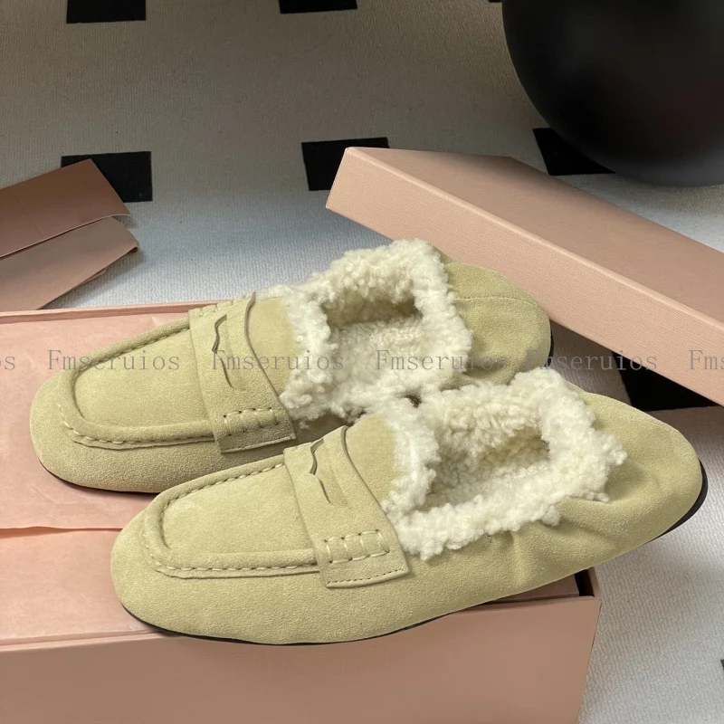 

Удобные туфли на плоской подошве, женские лоферы с круглым носком, плюшевая повседневная обувь без шнуровки из натуральной кожи, простая однотонная модная обувь, осень-весна