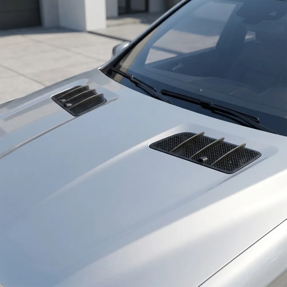 OEM Style Hood Air Vent Grille Cover Set for Mercedes W164 W166 2PCS Black ABS Plastic with Vertical Mesh Design