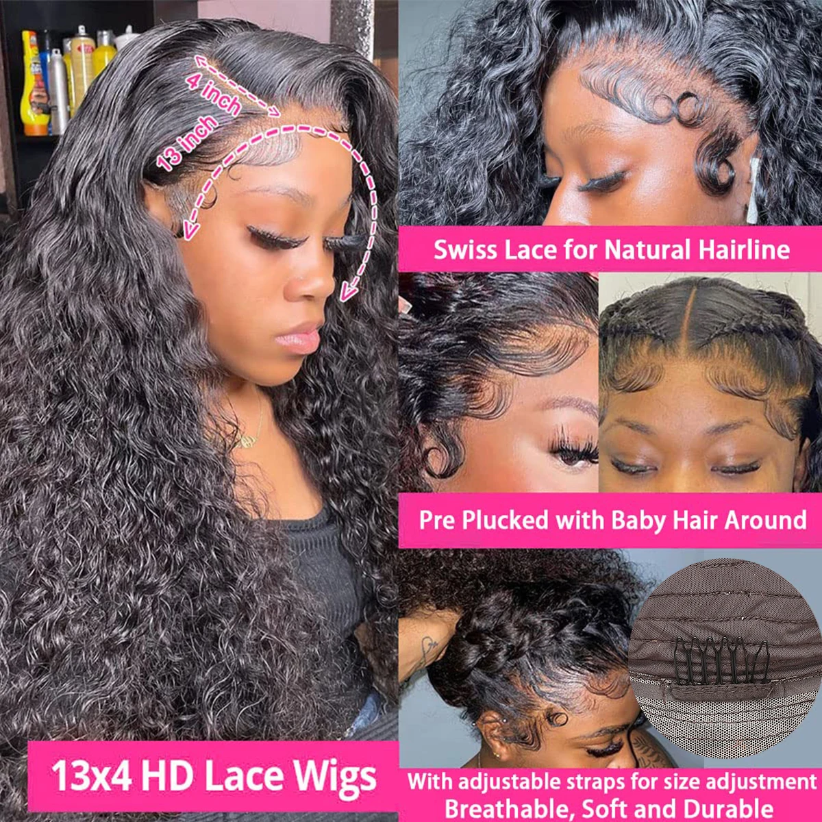 HD Transparent Deep Wave Frontal Wig 13x4 13x6 Curly Lace Front Human Hair Wigs For Black Women Wet And Wavy 13x6x1 HD T Wig