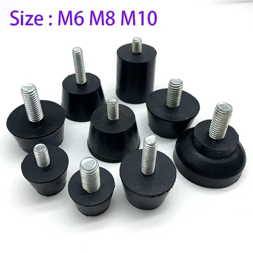 Imagen 2 del producto Almohadilla de pies ajustable de goma con tornillo M6 M8 M10, silla de mesa, almohadilla de pie niveladora negra, protección antigolpes para patas de muebles, 4 Uds.