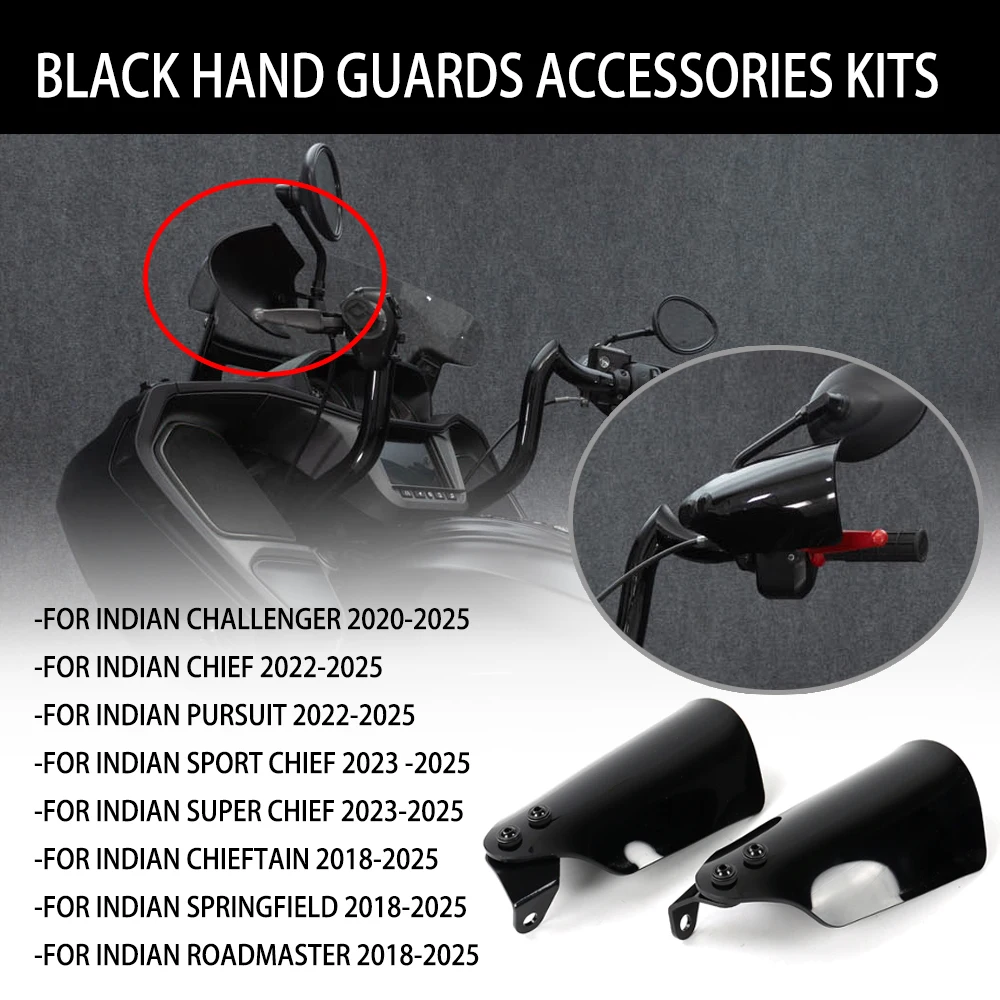 

New 2024 Motorcycle Black Handguards Protection Hand Protector For Indian Springfield Roadmaster Chieftain 2018-2025