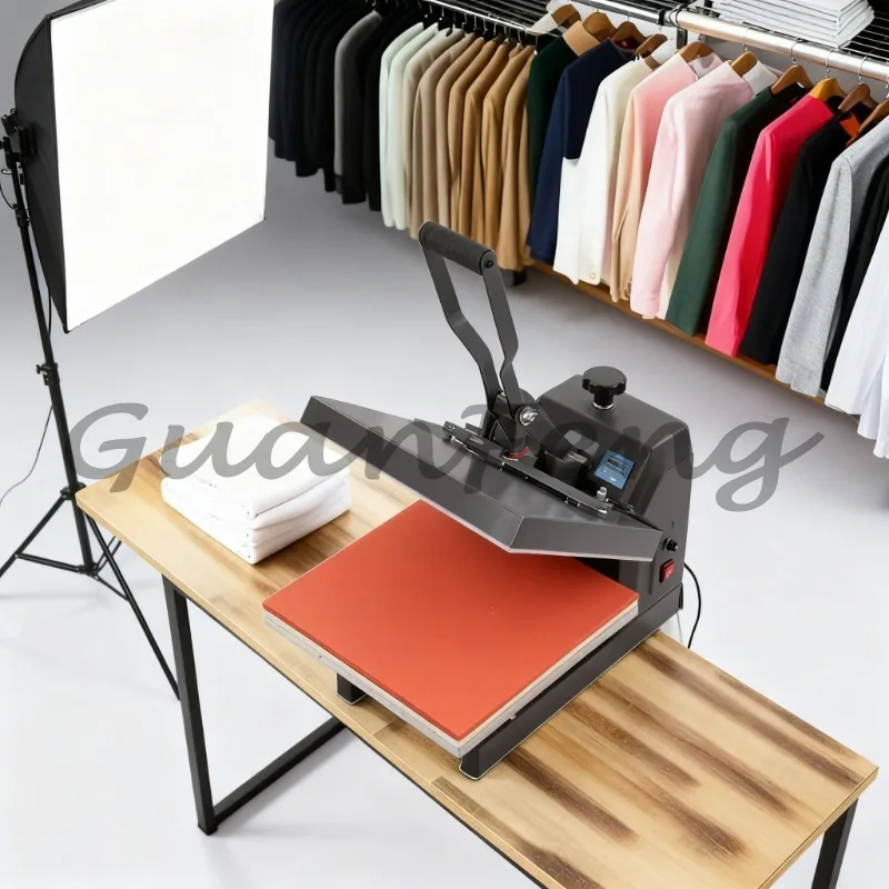 38×38cm Flat Plate Heat Press Machine, Simple 3D Hot Stamping Transfer Machine for T-shirt Phone Case Custom Printing