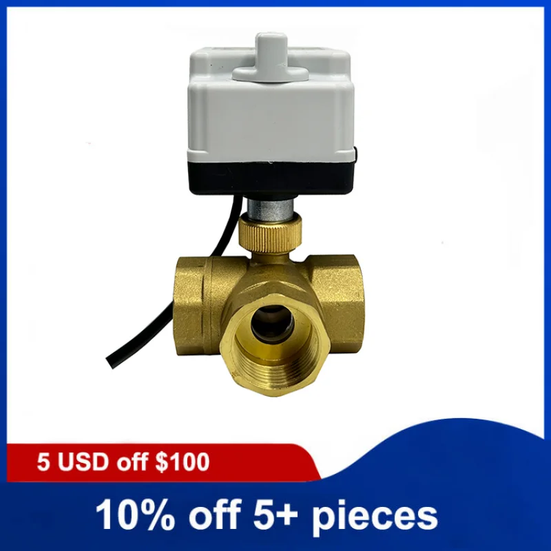 

1-1/2'' Three Way Brass Motorized Ball Valve L Type 220V 12V 24V Three Wire Two Control Electric Ball Valve With Manual Switch