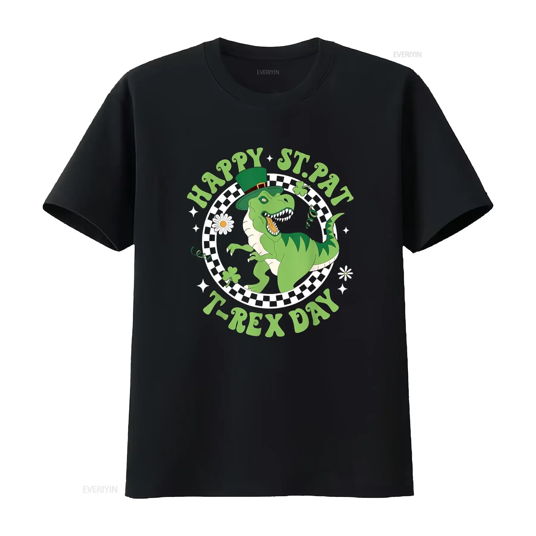 Happy St Pat T rex Day Dino Saurus Patricks Boys Shirt vintage Washed Stretched Top For Everyday Wear Slightly homme Stylish