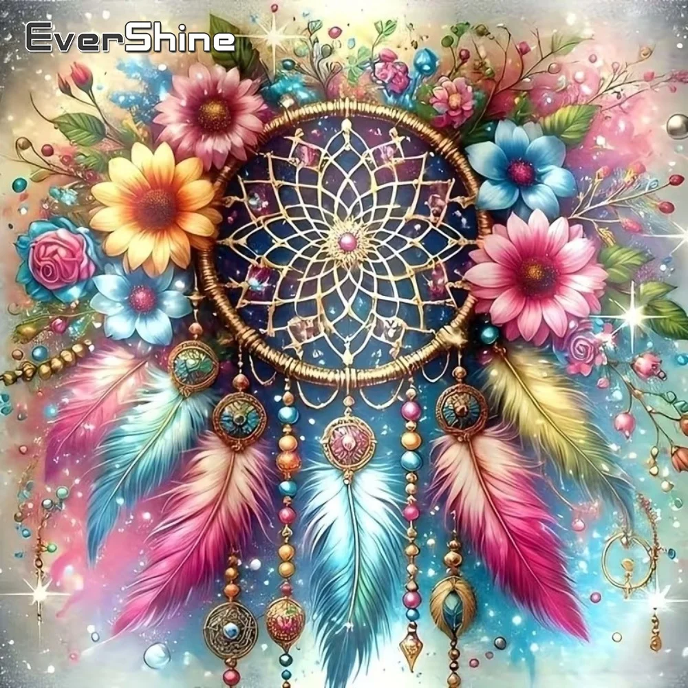 EverShine 5D DIY Diamond Mosaic Dreamcatcher Landscape Picture Rhinestones Diamond Painting Flower Embroidery Unique Gift