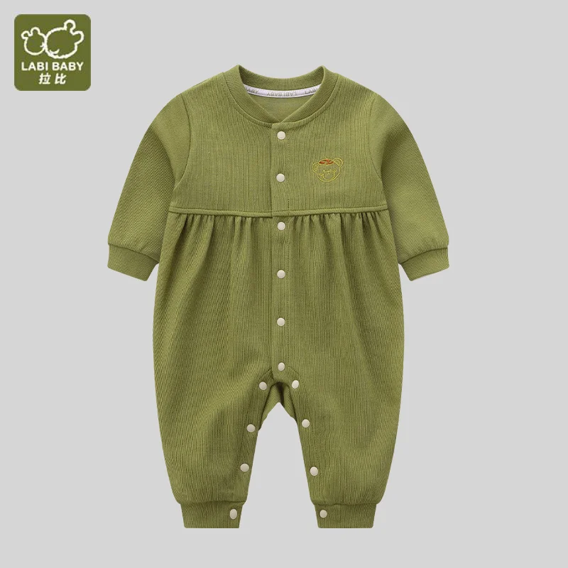 LABI BABY Girls Rompers Autumn Jumpsuits Green Long Sleeve Bodysuits Infant One Pieces Outfits Overalls Baby Girl Clothes 3-24 M