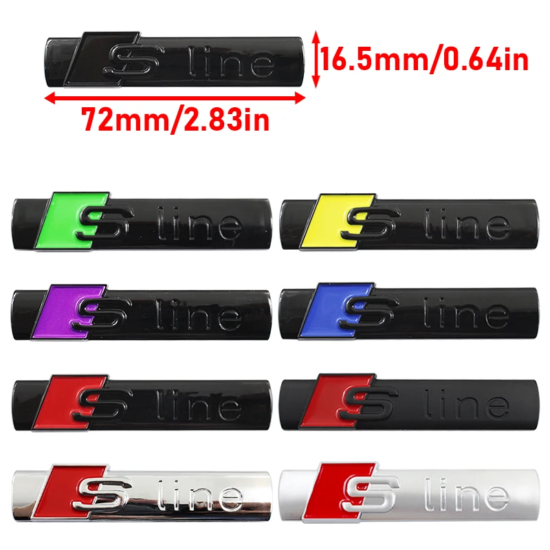 3D ABS S line Logo Emblem Car Fender Side Badge Sticker For Audi A1 A2 A3 A4 A5 A6 A7 A8 TT S3 S4 S5 S6 S7 Q2 Q3 Q5 Q7 Q8 RS3 R8