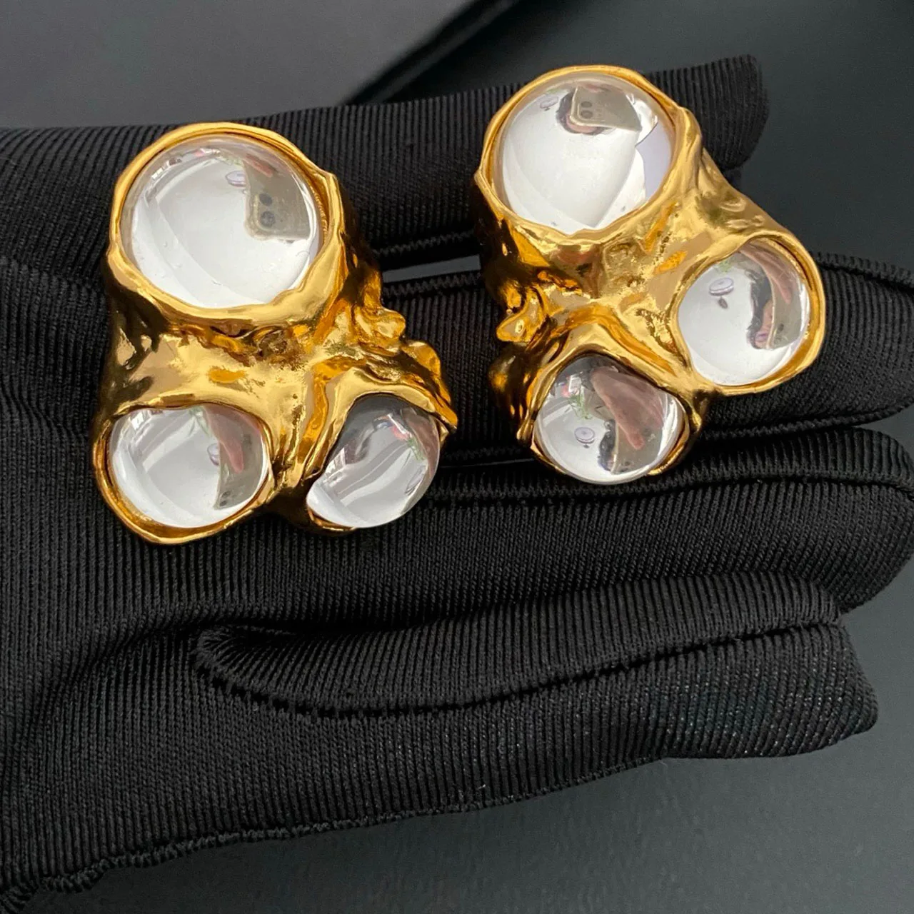New Jewelry & Accessories Retro Style Geometric Relief Irregular Crystal Ear Clip Earrings For Women's Parties & Gifts