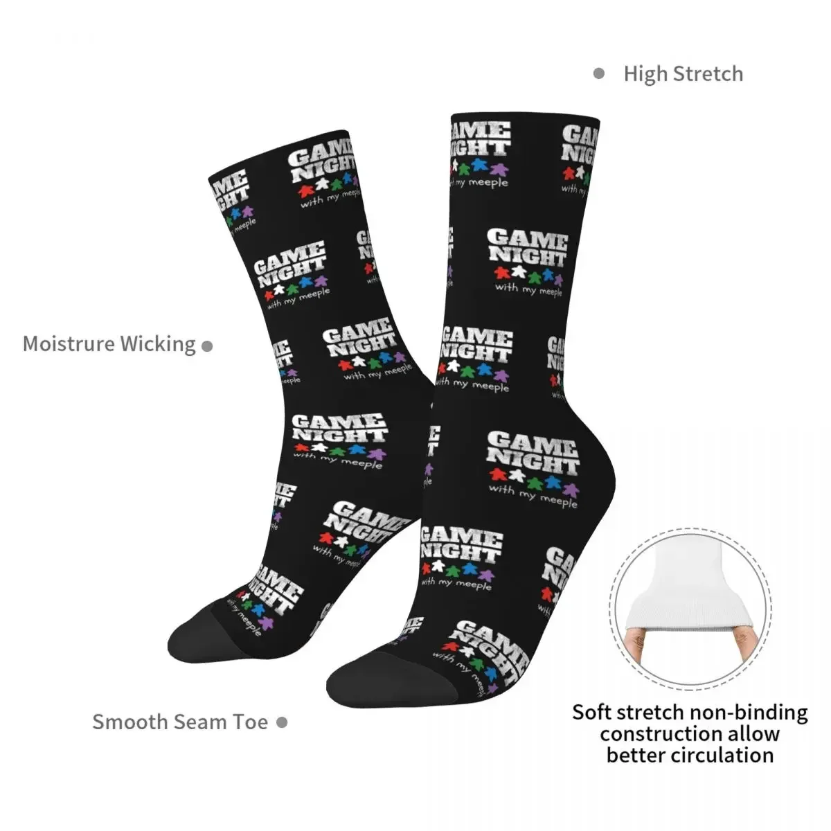 Board Game Night Family Friends Socks Harajuku Sweat Absorbing Stockings All Season Long Socks Accessories for Unisex Gifts