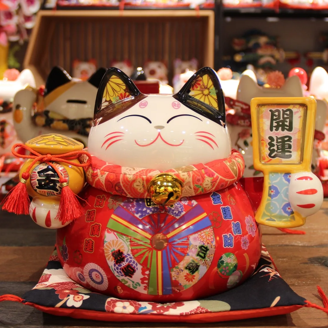 

Creative home Japanese fortune 9-inch ceramic fortune cat Piggy Bank crafts display hotel opening gift cashier display