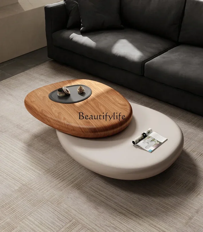 yj58 Pebble Coffee Table Small Apartment Italian Minimalist Living Room Home Special-Shaped Rotating Coffee Table
