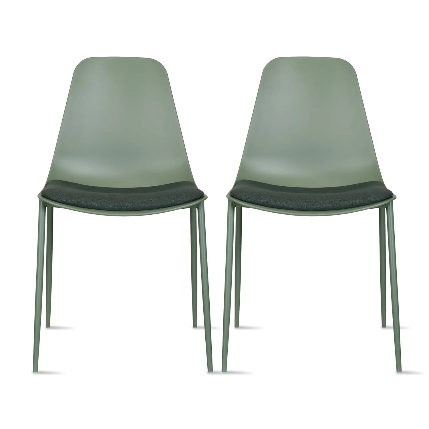 #Modern Kitchen Dining Chair | Fabric Padded Cushion | Metal Legs and Armless Plastic Seat | Office Indoor Patio, Customized