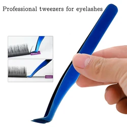 New Arrival Blue Professional High Quality Eyelash Extension Tweezers Stainless Steel Anti-Shake Tweezers with Plastic Bottle