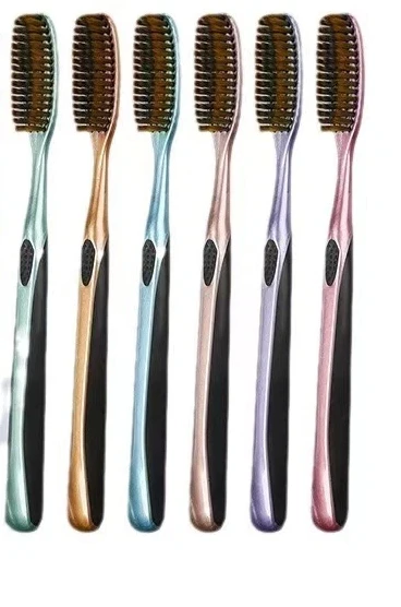 ロングヘッド歯ブラシ、6個入りギフトボックス、拡張ブラシヘッド、効率的な洗浄、大人用家庭用大型ヘッド歯ブラシ