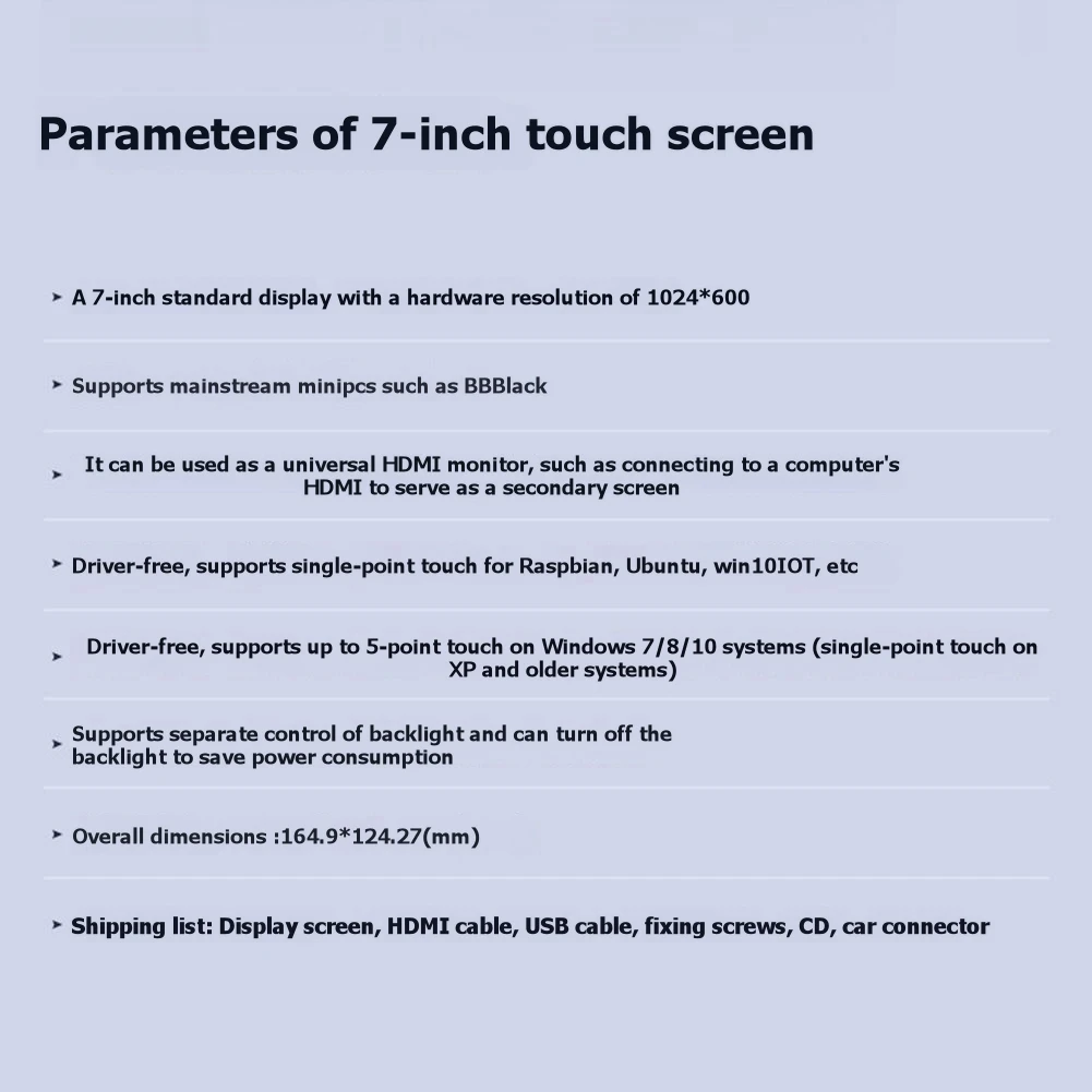 618 Mega Sale For Raspberry Pi 5 4 3 B+ 7 Inch Touch Screen 1024x600 IPS Display Full Fit HDMI-Compatible Interface Monitor