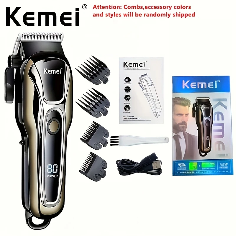 Kemei KM-PG1990A USB Rechargeable Electric Hair Clipper Professional Cordless Men Hair Trimmer Men's Hair Cutting Machine