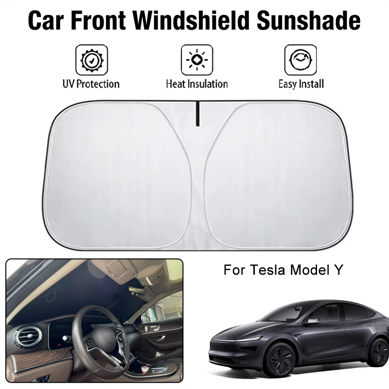 

Car Front Windshield Sunshade Cover For Tesla Model Y UV Block Heat Insulation Auto Interior Sun Protection Accessories