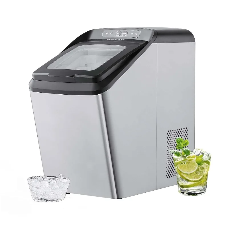 VEVOR Nugget Ice Maker,30lbs/24H Pebble Maker with Self Cleaning,Chewable Maker with Scoop&Basket,Dual Water Refill