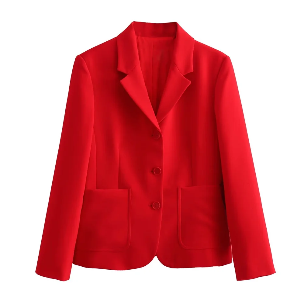 Taop&Za 2024 temperament versatile red tight suit jacket/A-line short pleated skirt half skirt women\'s set