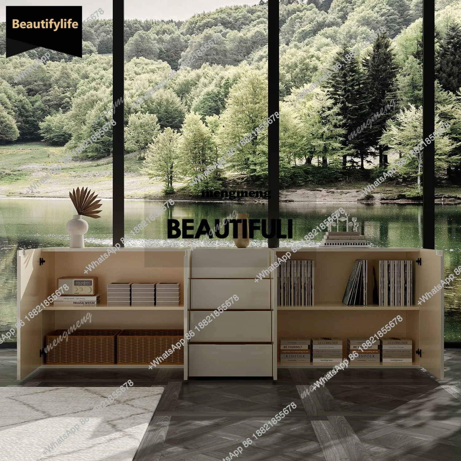 

D80 Минималистичная гостиная, краска, обеденный боковой шкаф, вход из массива дерева, диван на шкафу, сундук, кабина для хранения вещей