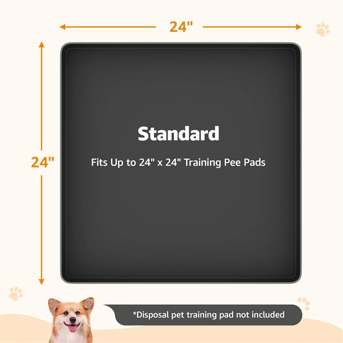 New Dog Pee Pad Holder - Silicone Puppy Potty Tray with High Edge and 4 Clamps for Training, Fits Up to 24x24inch Pads