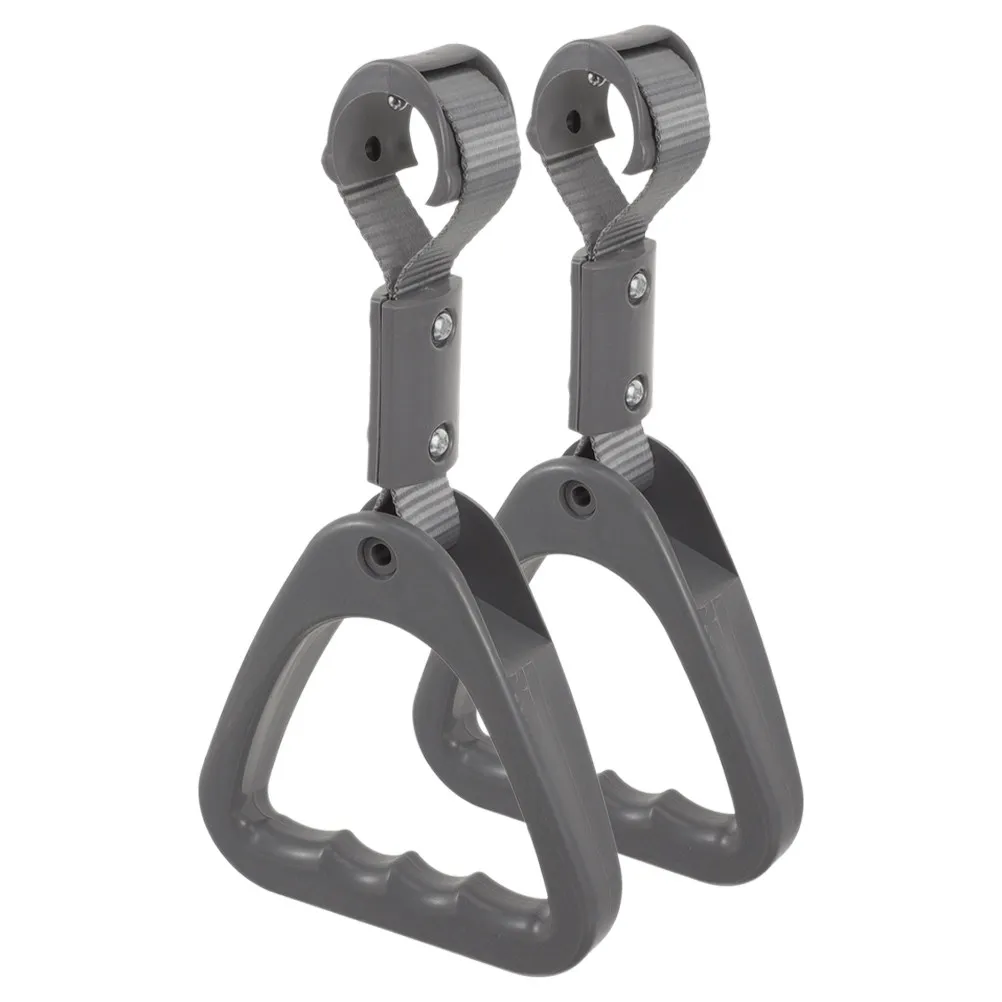 2pcs Gray Triangle Hand Straps for Subway Bus – Adjustable Plastic Handlebar Grips for Elderly & Disabled