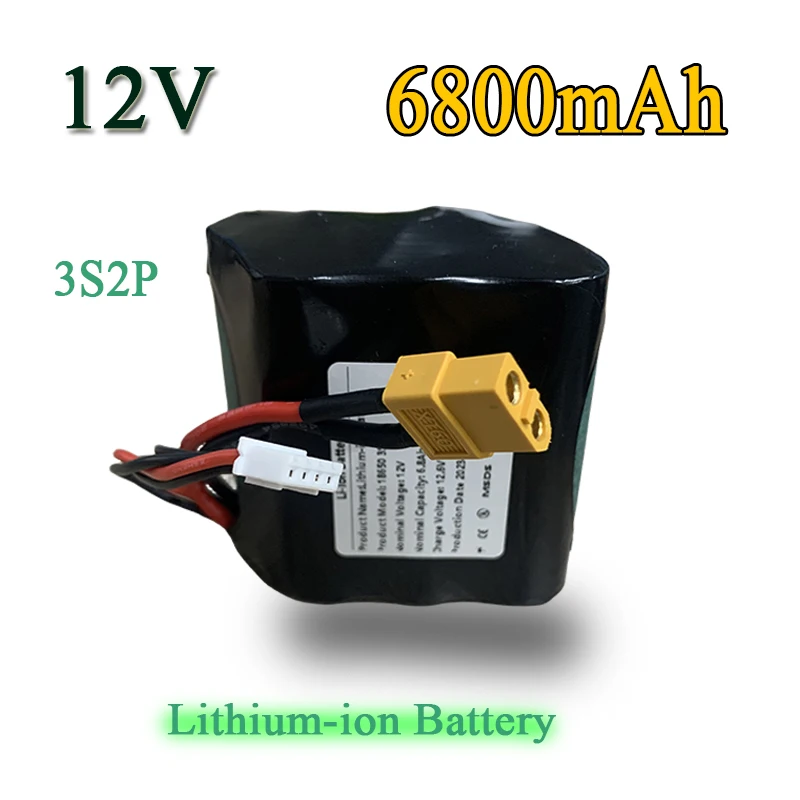 12V 6.8Ah 18650 lithium battery pack high current, high power battery for UAV model electric toy car