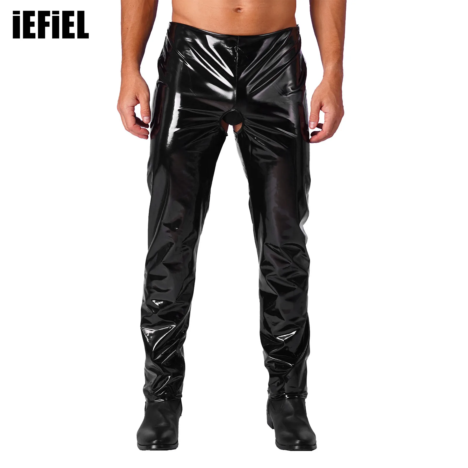 

Mens Lingerie Pants Wet Look Patent Leather Open Crotch And Open Butt Pants Skinny Stretchy Legging Trousers