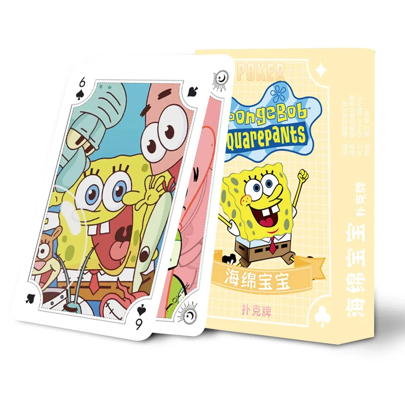 54 pièces/ensemble Anime Bob l'éponge SquarePants Kawaii figurine modèle jouets cartes à jouer haute définition Image Poker Collection cadeau
