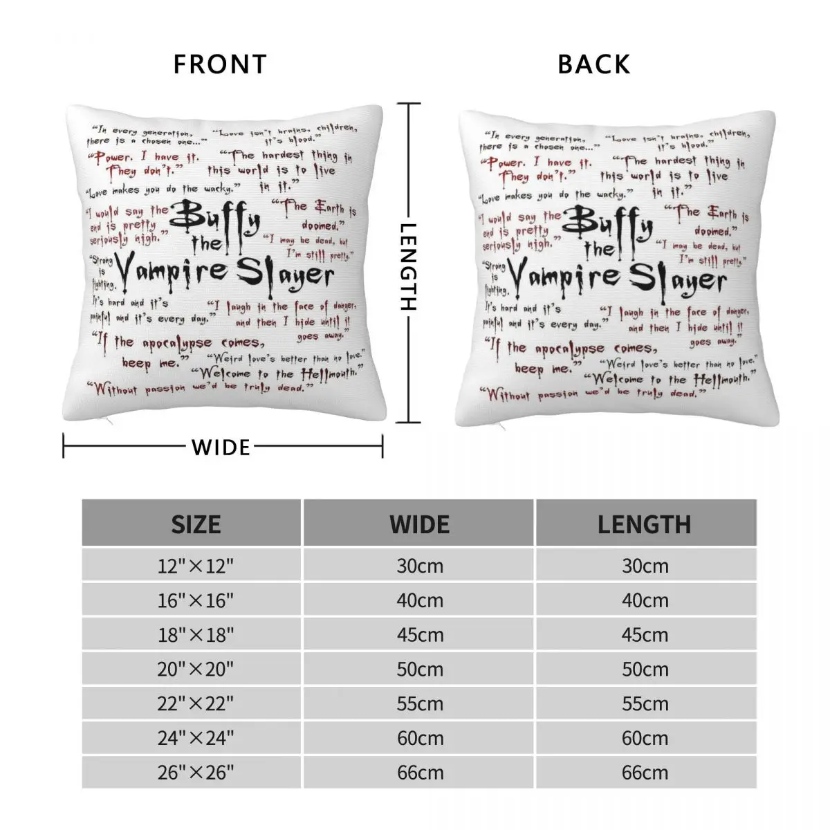 Buffy The Vampire Slayer Square Pillowcase Polyester Linen Velvet Creative Decorative Throw Pillow Case Sofa Seater Cushion