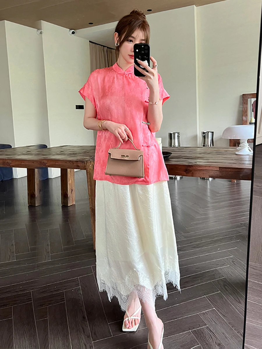 

Silk Loose ort Sve Women's Top Chinese Sle Summer New Cool Temperament National Sle Faionable Small irt