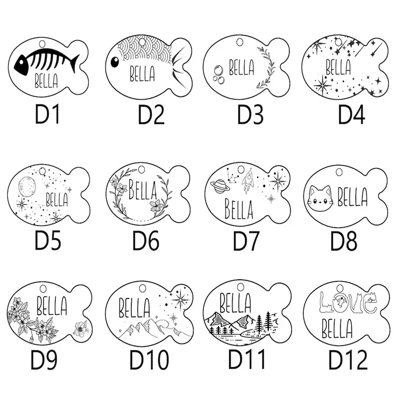 Free Custom Engraved Cat ID Tag Cute Fish Shape Kitten Cats Nameplate Anti-lost Pet Tags For Cat Collar Necklace Pet Accessories - view 5