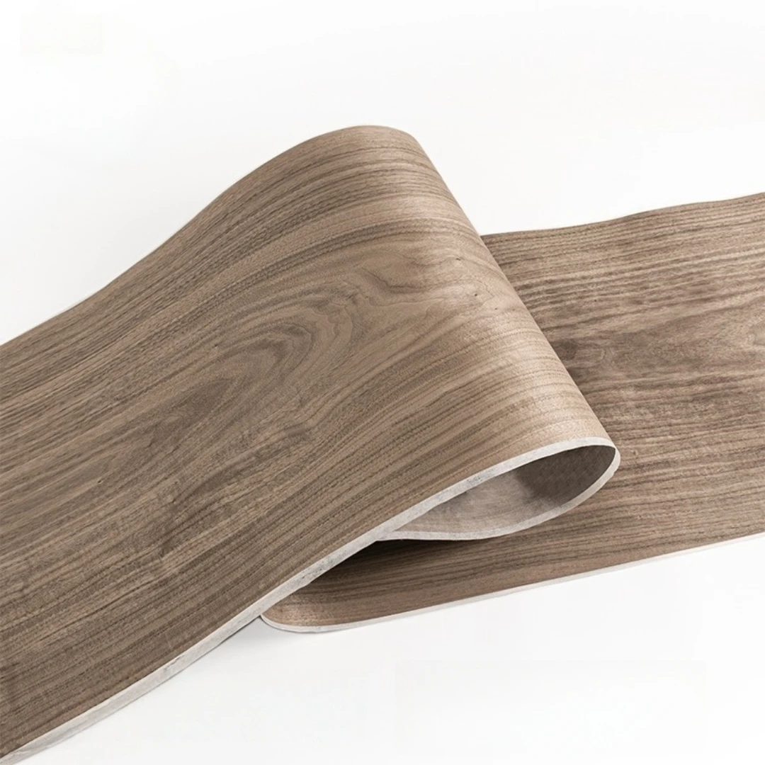 0.5mm Thick 34cm Wide Natural Black Walnut Grain Wood Veneer for Speaker Cabinet Surfacing Furniture Wall Decoration