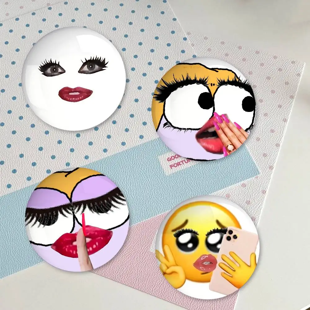 Funny Makeup Premium Tinplate Round Lapel Pins: Cute Badge Brooches For Shoulder Bag Accessories, Souvenir Gifts