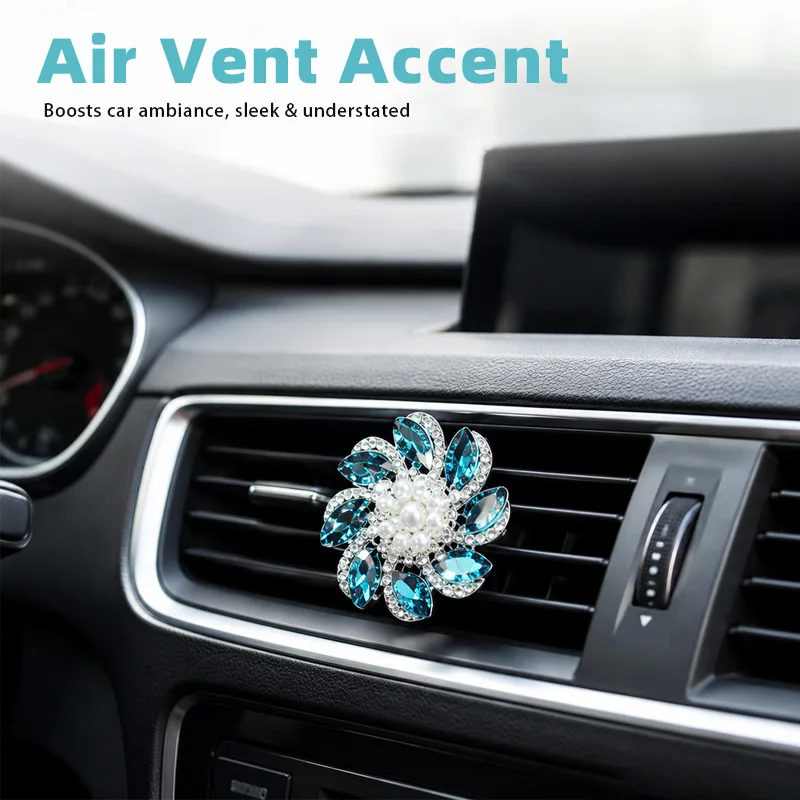 Rhinestone Flower Car Air Outlet Clip Decorated Shiny Crystal Pearl Car Air Conditioning Air Outlet Accessories