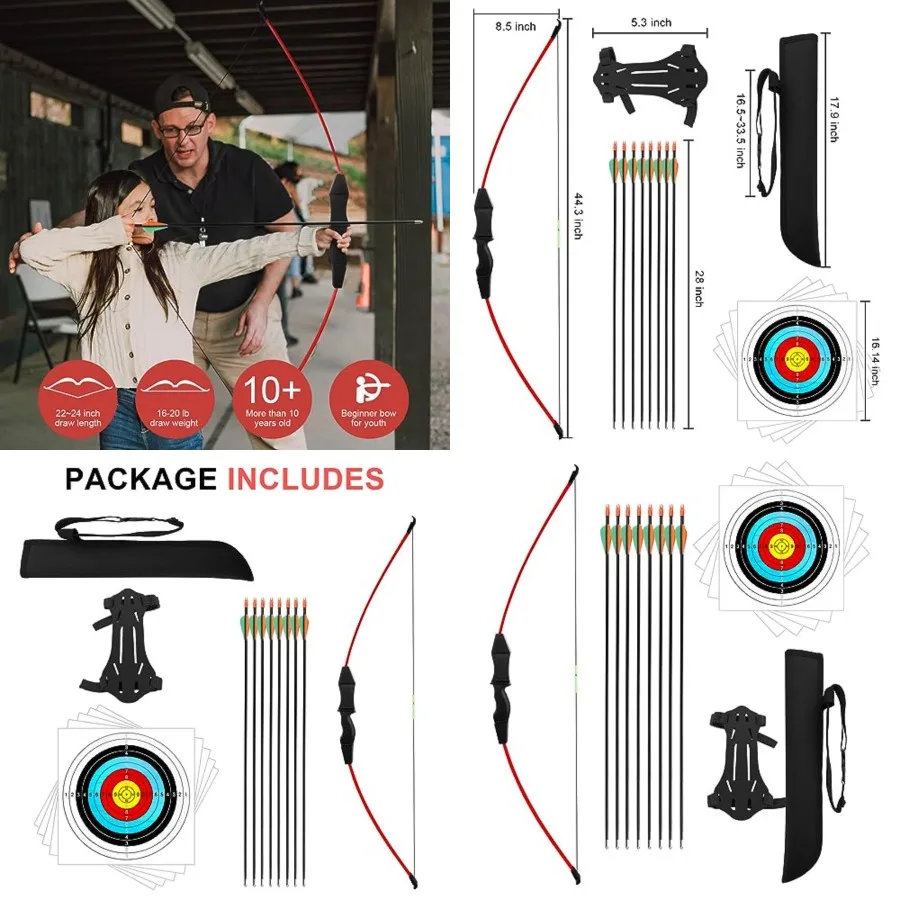 

44 Bow and Arrow Set for Outdoor Youth Recurve Bow Junior Archery Training for Teams Game Gift
