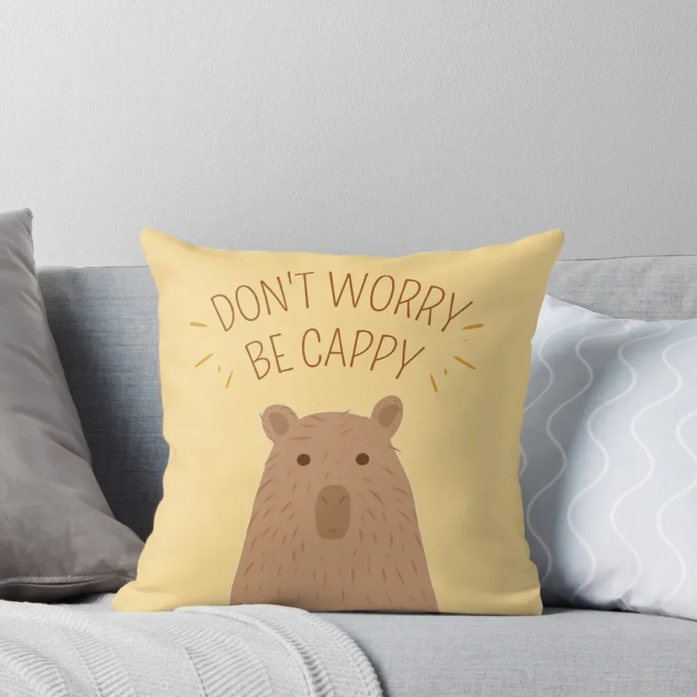 Don't Worry Be Cappy Cute Capybara Throw Pillow New year Pillow Case Christmas Christmas Covers For Cushions pillow