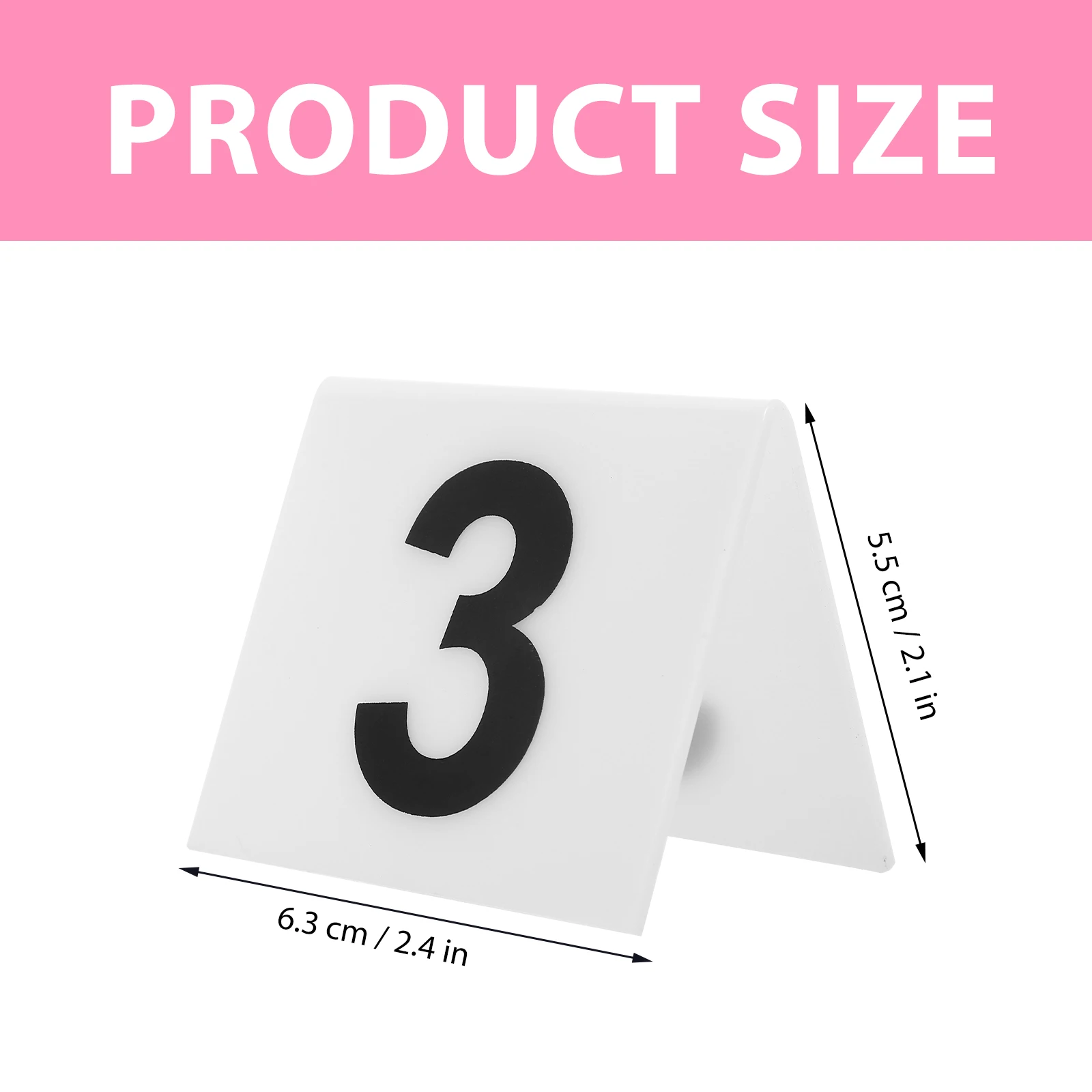 

10pcs Acrylic V-Shaped Number Plate Table Numbers White Background Black Color Double Sided Restaurant Evidence Marker Reusable