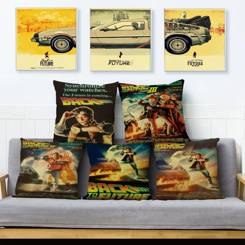 Back To The Future Cushion Cover Decor Cartoon Classic Movie Pillowcase Polyester Pillow Case for Sofa Home Car 45x45cm