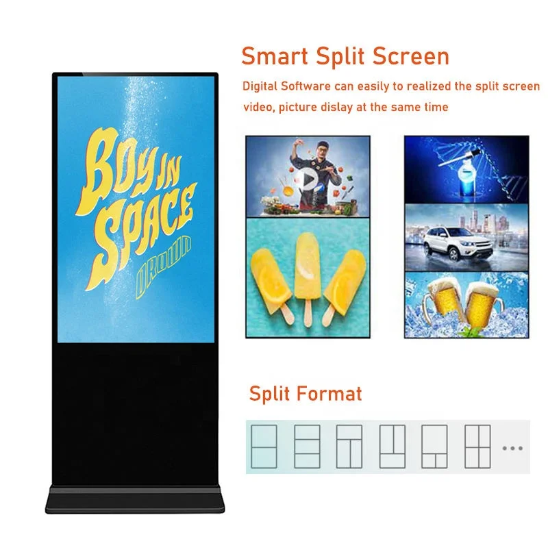 Floor Standing 55 Inch Indoor 2K LCD Digital Signage Media Player Interactive Touch Screen Vertical Advertising Screen Display