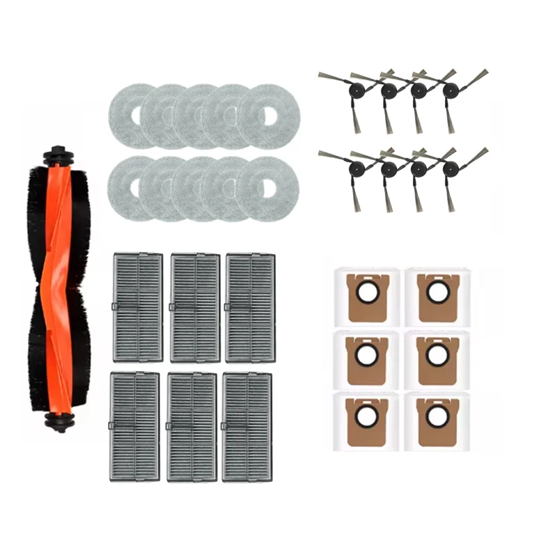 A97G 31 قطعة لشاومي Mijia M40 / D110CN الذاتي تفريغ روبوت فراغ الأسطوانة الجانب فرشاة فلتر HEPA ممسحة وسادة كيس لجميع الغبار