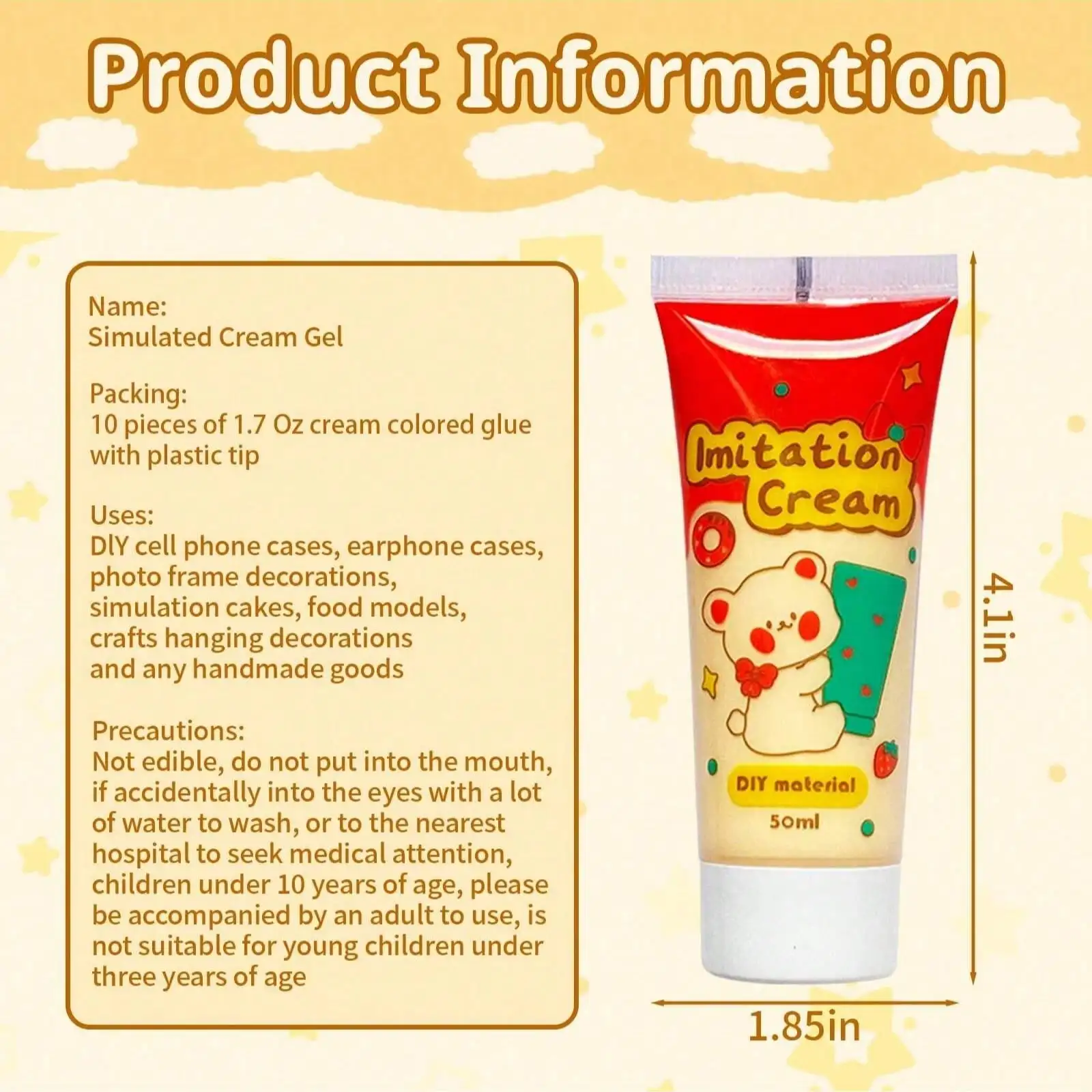 Multi Color Series (50ml Each) DIY Craft Cream Glue, Cream DIY Phone Case Kit & Small Card, for Handmade Crafts and Decorations - view 3