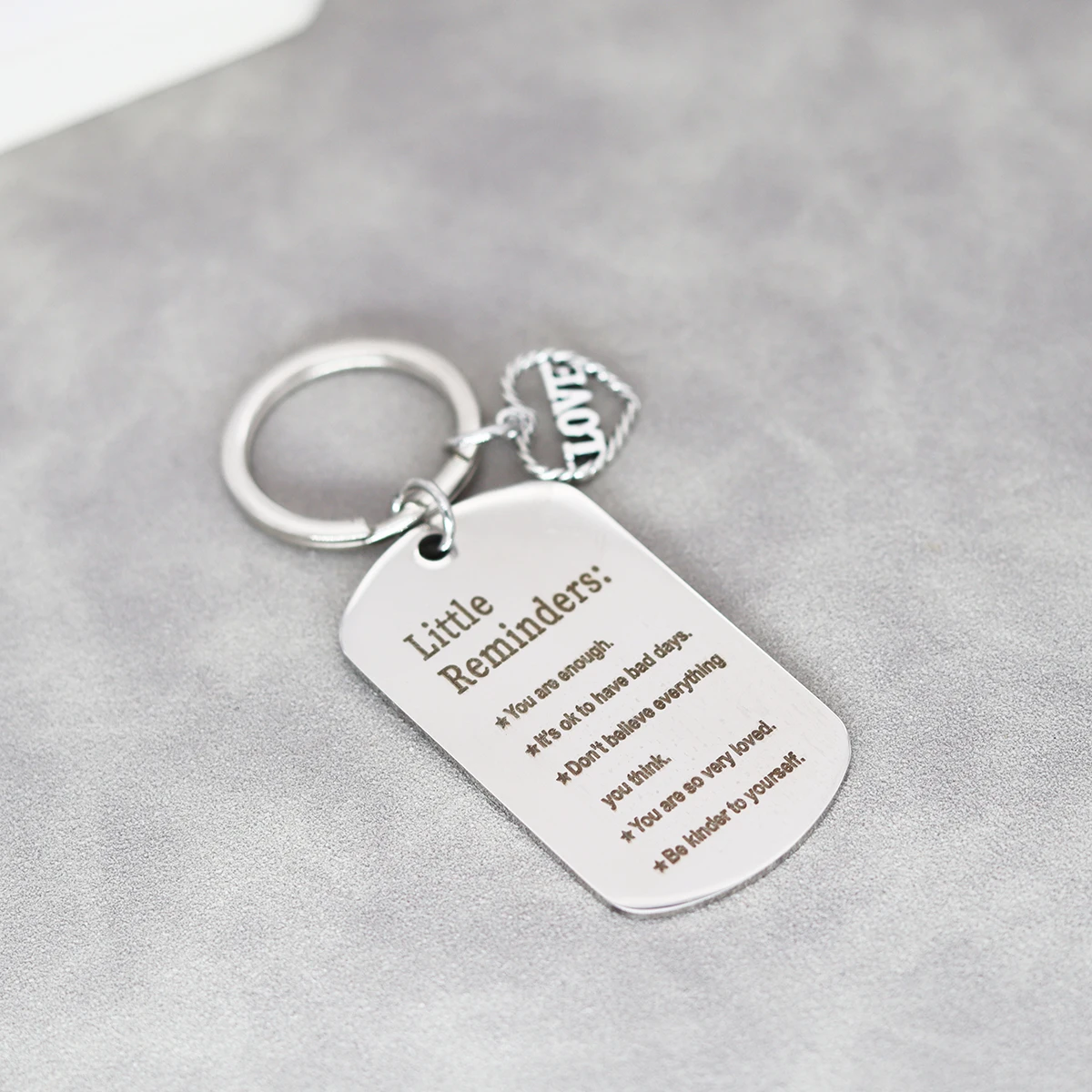 Heart Keychain Little Reminders You Are Enough It\'s Ok To Have Bad Days High Quality Stainless Steel Keyring Inspiration Gifts