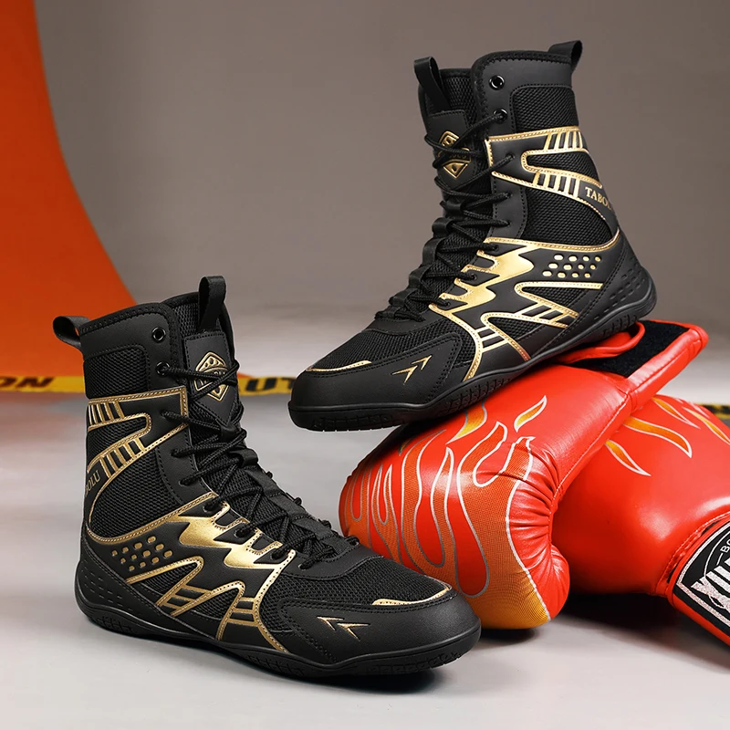 

2026 Wrestling Shoes Men Professional High Top Breathable Weight Boxing Sneakers Lndoor Train Weightlifting Competition Shoes
