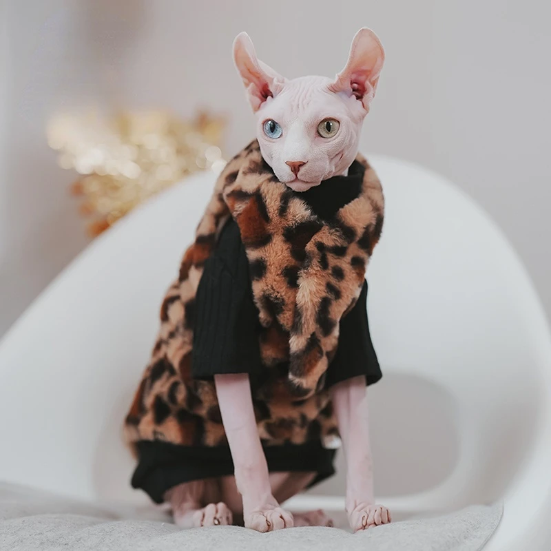 Sphynx Cat Clothes Winter Thickening Velvet Hairless Cat Clothes Home Clothes Vest Sable Warm Devon Clothes Kitten Clothes