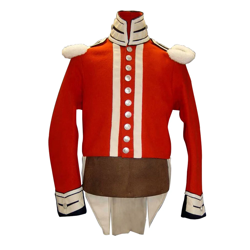 الزي العسكري يرتدى الرجال في العصور الوسطى البريطانية نابليون ضابط سترة الفيكتوري الأحمر الملكي سترة زي