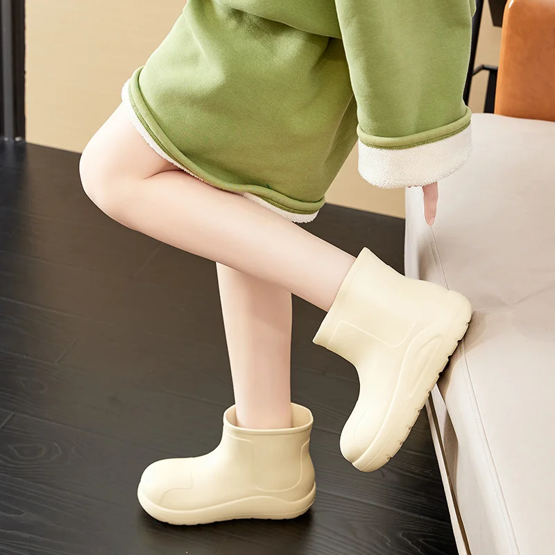 

Women Waterproof Boots New Style Elastic Mouth Ankle Boots Mid Top Rain Shoes Non Slip Outdoor Indoor Chelsea Water Boot Woman