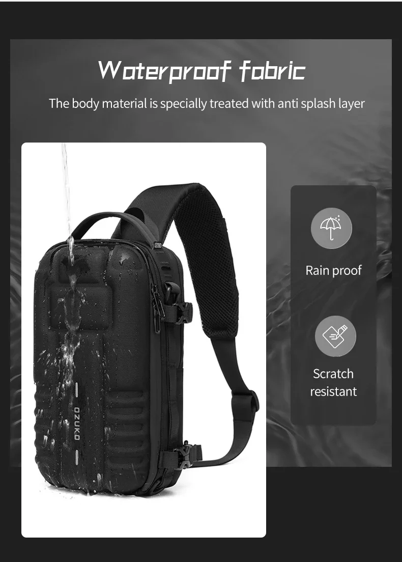 OZUKO Hard Shell Flex Bag Men Sports Shoulder Bag Multifunctional Large Capacity Waterproof High Quality Outdoor Tactical Bag