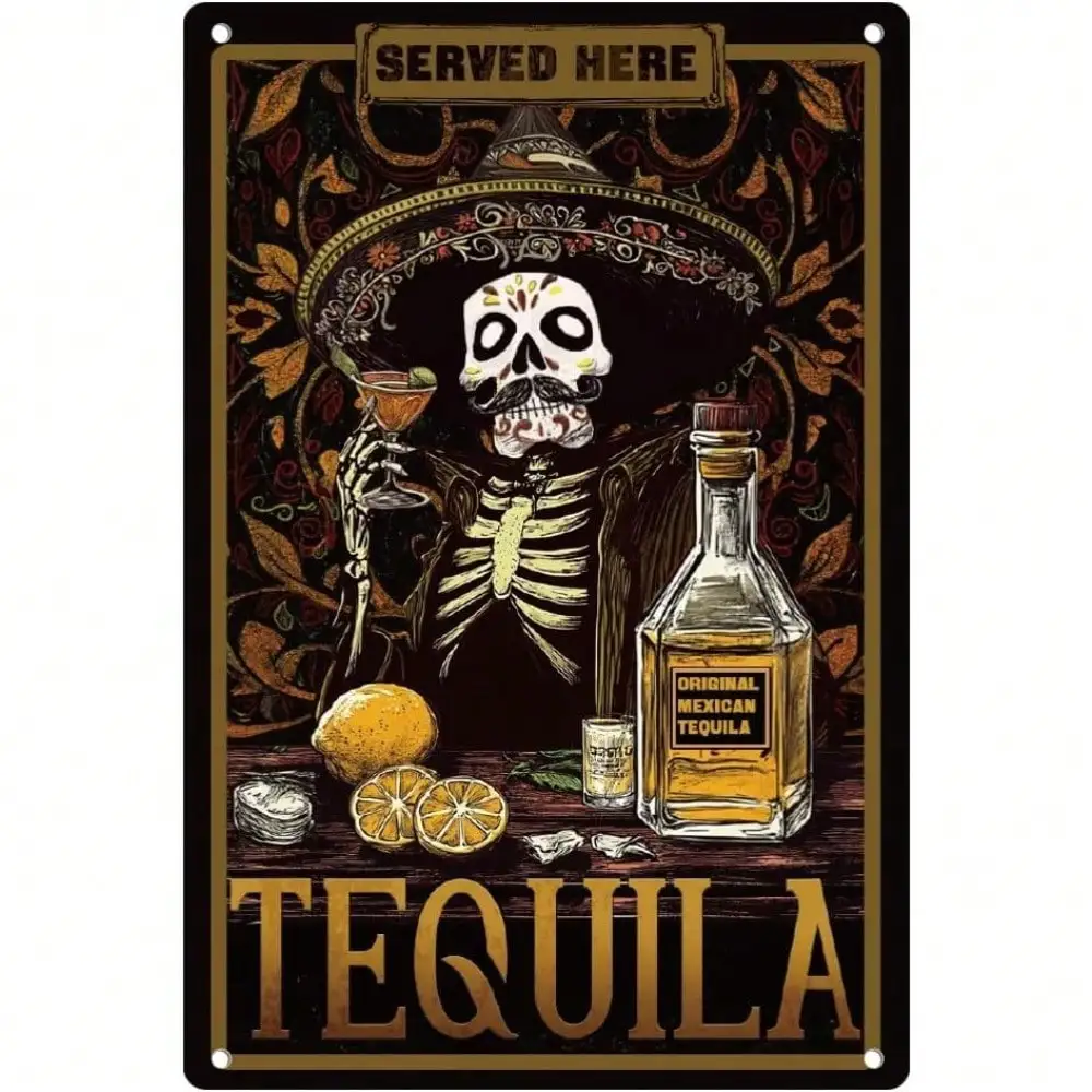 Vintage Blechschild 8x12 Wandkunst Mexiko TEQUILA Bier Metall Poster Home Decor
